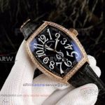 Perfect Replica Franck Muller Black Roman Dial All Gold Diamond Bezel 51mm Watch